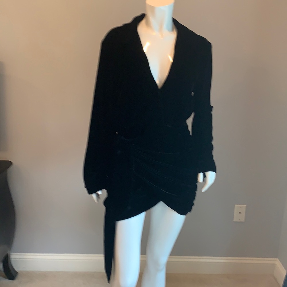 L’Academie black velvet wrap dress